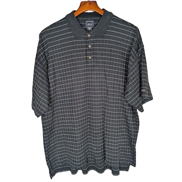 Izod Other - Izod Golf Polo Shirt Mens Size XL Black Striped Double Mercerized Short Sleeve